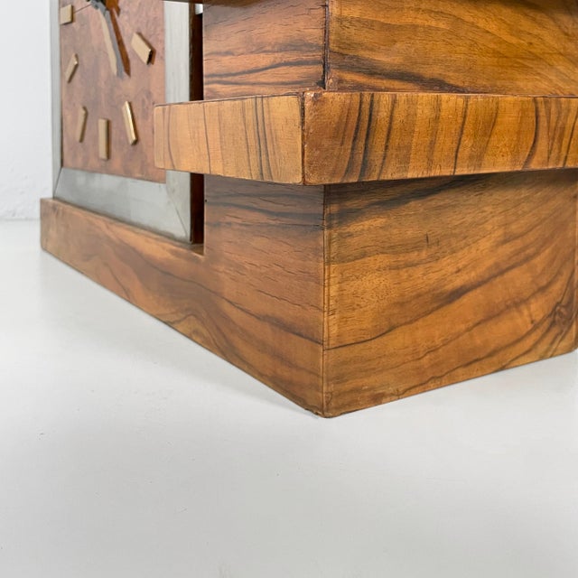 Italian Art Deco Wooden and Metal Table Clock, 1930s For Sale - Image 10 of 15