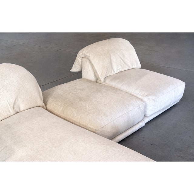 Ivory Montauk "Jill" Modular Sofa in Cream Off-White Velvet With Chaise, Chair and Ottoman For Sale - Image 8 of 13