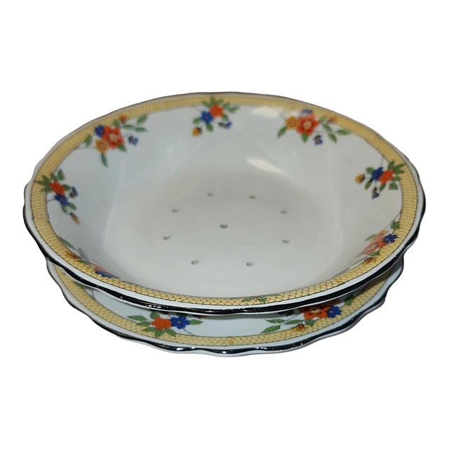 1930s Thomas Forester & Sons Ltd. Strawberry Bowl With Underplate For Sale