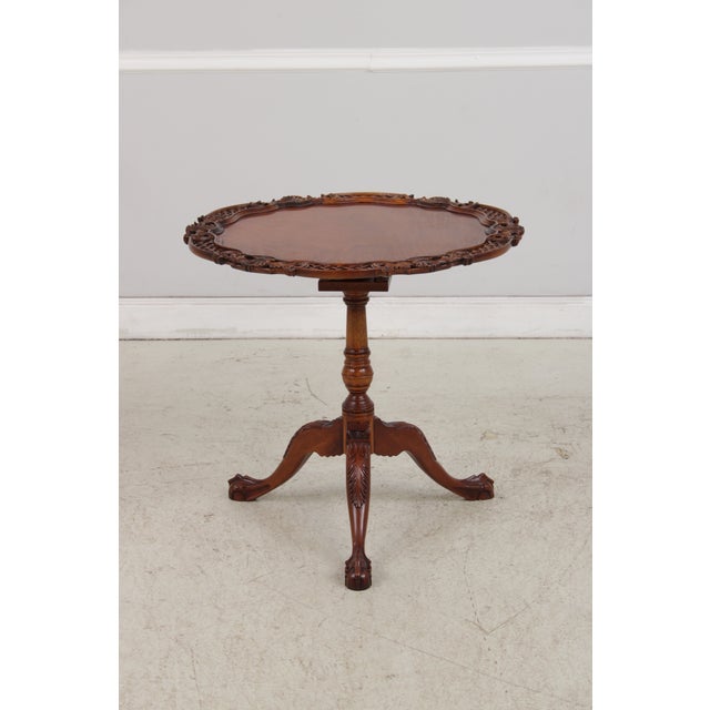 English English Vintage Revolving Mahogany Pie Crust Tilt Top Table For Sale - Image 3 of 18
