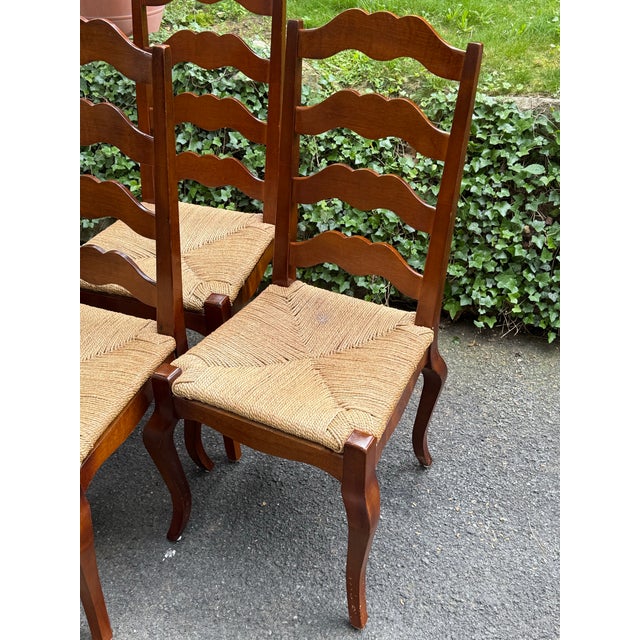 2000 - 2009 Late 20th Century French Farmhouse Ladderback Chairs - Set of 4 For Sale - Image 5 of 11