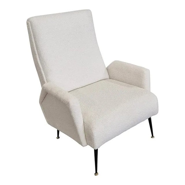 White Vintage Wool Armchair, 1980s For Sale - Image 8 of 11