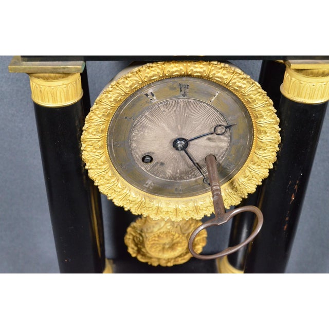 French Napoleon III Ebonized Wood Portico Mantel Clock, Circa 1860 For Sale - Image 13 of 13