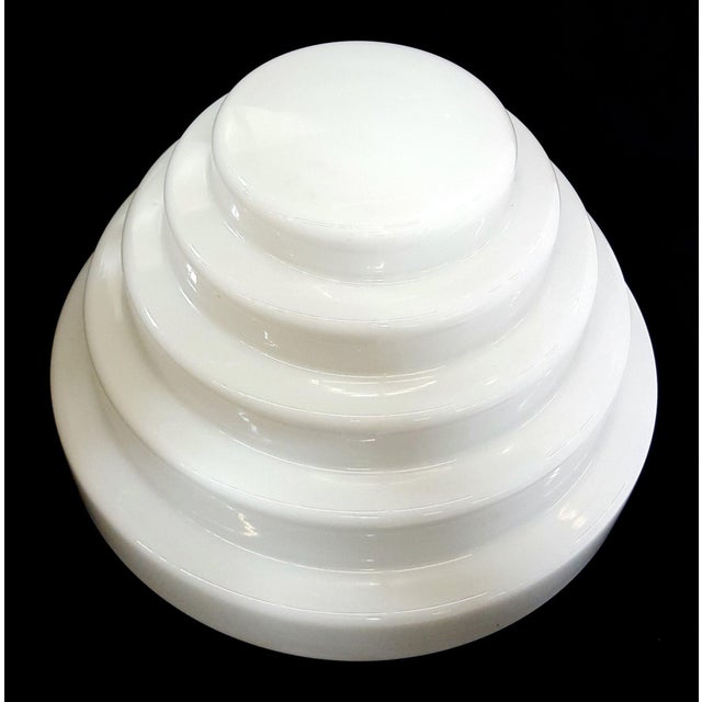 Large stepped Art Deco skyscraper ceiling mounted school house globe with new UL compliment chrome fitter. Can be on a...