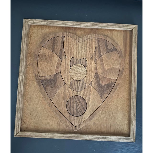 Wood Vintage Late 20th Century Handcrafted Wooden Heart Puzzle For Sale - Image 7 of 7