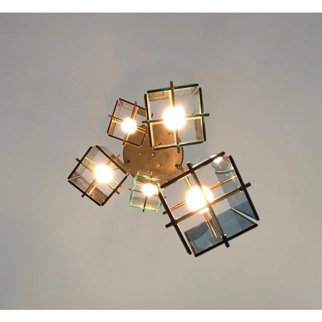 Vintage 5-Light Colored Glass Pendant in the style of Fontana Arte, Italy, 1960s For Sale - Image 6 of 9
