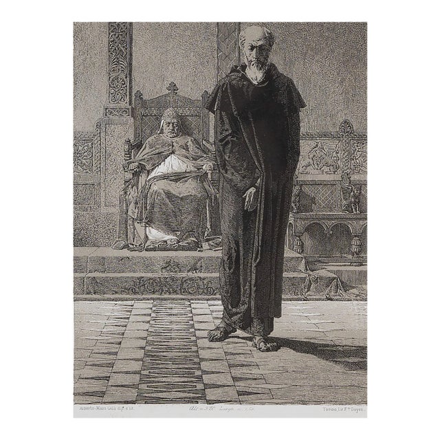 Alberto Maso Gilli, Arnaldo da Brescia, Lithograph, 19th-Century For Sale