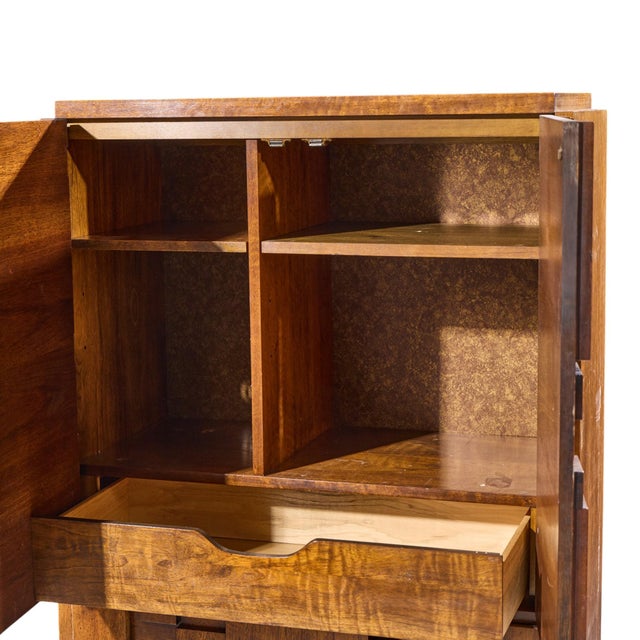 Brown Lane Staccato Brutalist Mid Century Walnut Armoire Dresser For Sale - Image 8 of 11