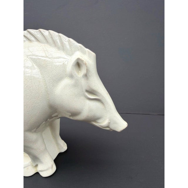 Art Deco Statue of Boar in Glazed and Crackled Earthenware by Charles Lemanceau for Saint Clement, 1930s, in Good...