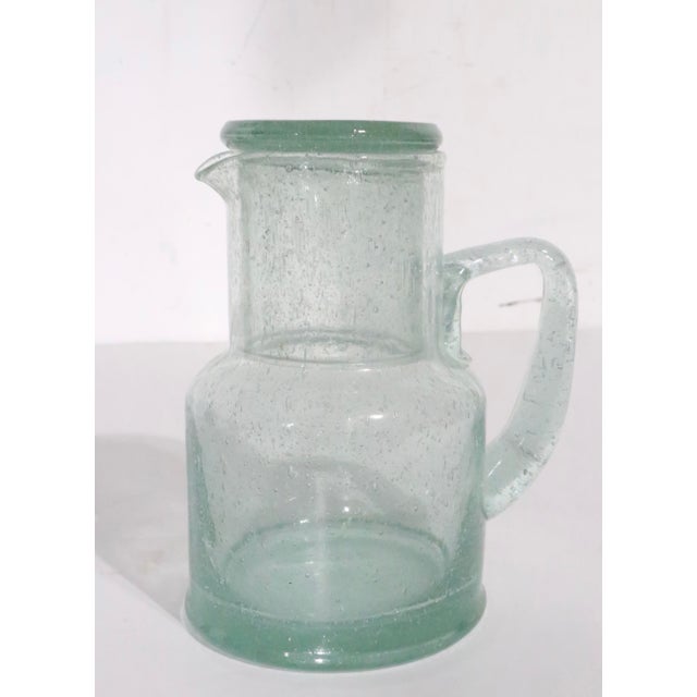 Mid-Century Modern Vintage Seed Glass Water Pitcher and Glass For Sale - Image 3 of 6