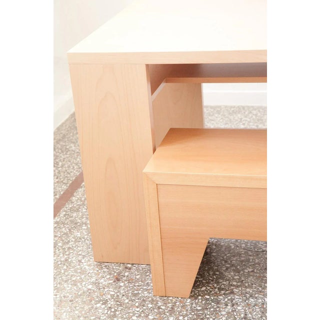 Contemporary Minimalist European Handmade Bench in Lined Beech by Maria Vidali For Sale - Image 3 of 4