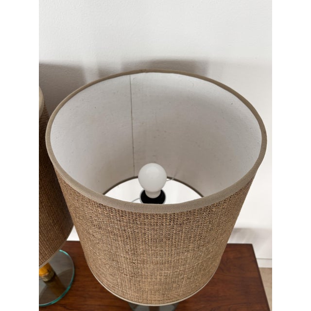Bamboo and Glass Lampshades, Italy, 1980s, Set of 2 For Sale - Image 6 of 11