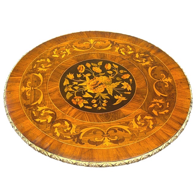 A Very Good Quality Mid 19th Century Walnut Circular Lamp Table, Having Superb Circular Top with Profuse Floral Marquetry...