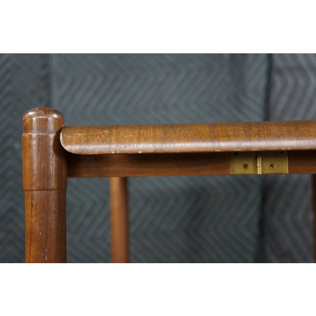 Mid Century Danish Walnut Folding Rolling Bar Cart Trolley Dry Bar MCM For Sale - Image 13 of 18