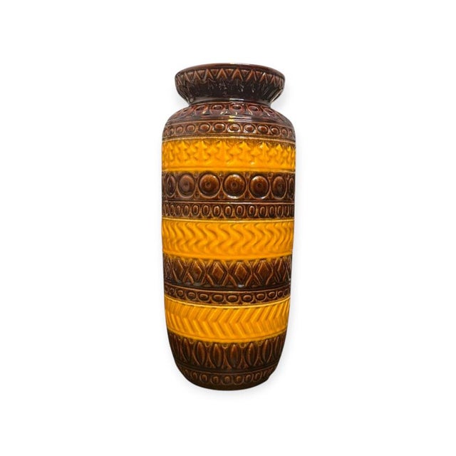 Mid-Century Modern West German Amber and Brown Pottery Model 9245 Vase from Bay Keramik, 1960s For Sale - Image 3 of 6