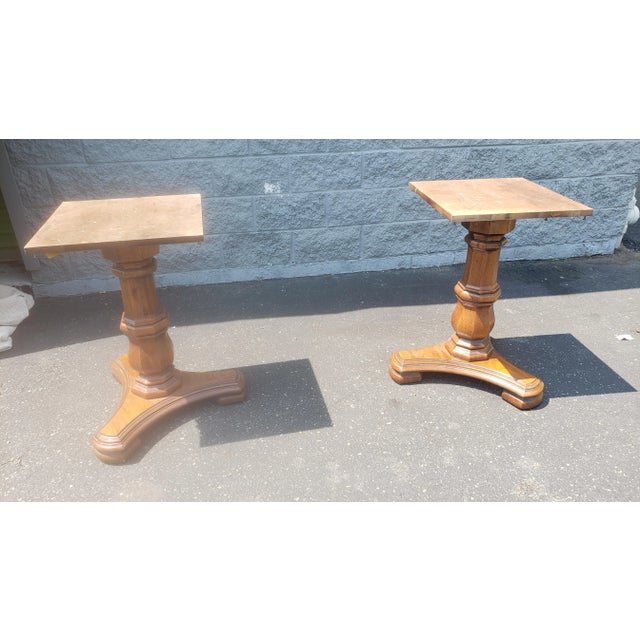 1970s Thomasville Double Pedestal Walnut Bookmatched and Banded Top With Custom Pads For Sale - Image 11 of 12