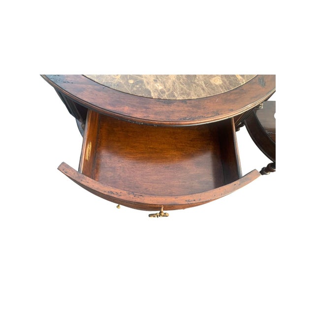 Marge Carson Late 20th Century Pair of Marge Carson Demilune Side Tables / Nightstands Marble Top For Sale - Image 4 of 14