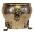Vintage Hammered Brass Jardiniere W/ Lion Head Mounts and Paw Feet For Sale