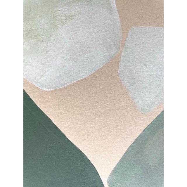 Abstract minimalist acrylic painting on French hand crafted cotton paper. Framed in a gold frame. All works on paper are...