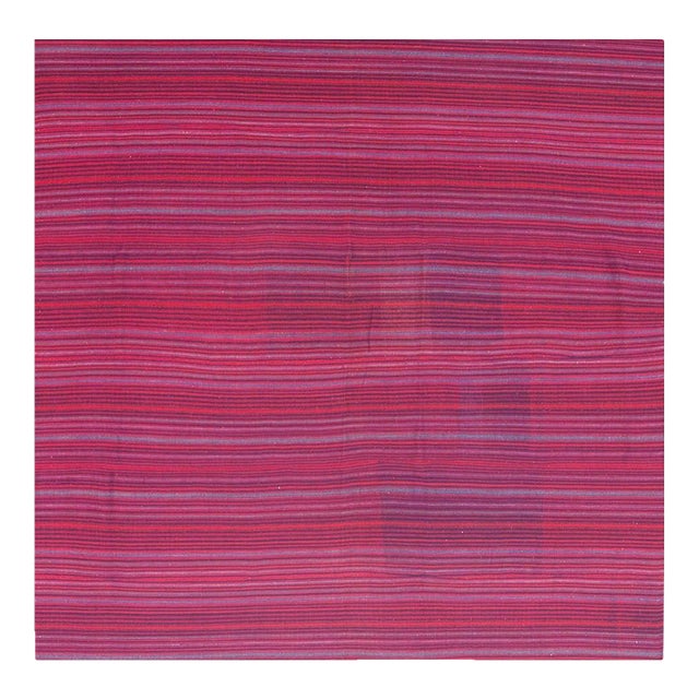 1950s Geometric Multicolor Modern Turkish Kilim Tribal Flatweave Wool Rug For Sale