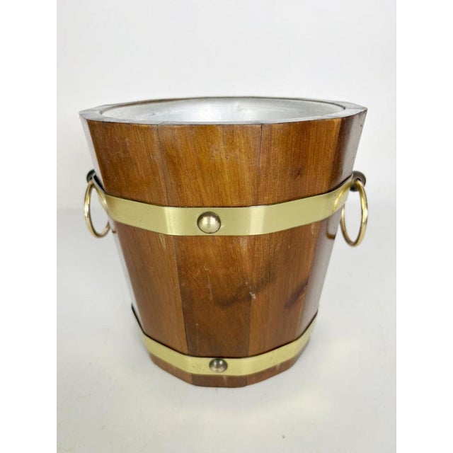 1970s Wooden and Brass Ice Bucket, France, 1970s For Sale - Image 5 of 14