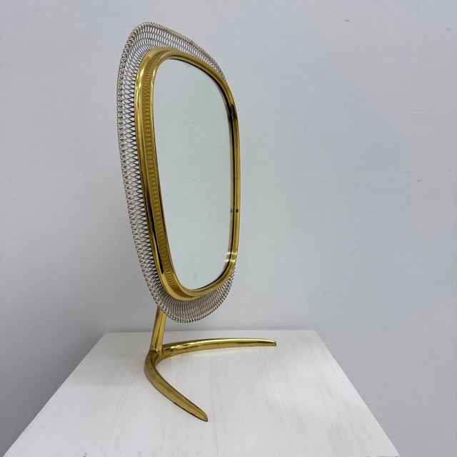 Mid-Century Brass Vanity Table Mirror from Vereinigte Werkstätten, Germany, 1950s For Sale - Image 16 of 18