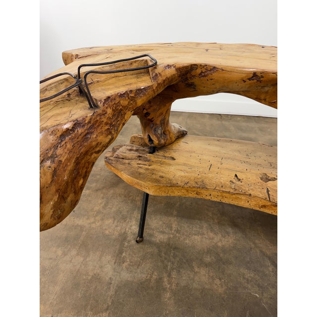Mid 20th Century Monumental Mexican Organic Modern Sculptural Bar in Solid Carved Wood and Iron For Sale In Oklahoma City - Image 6 of 18