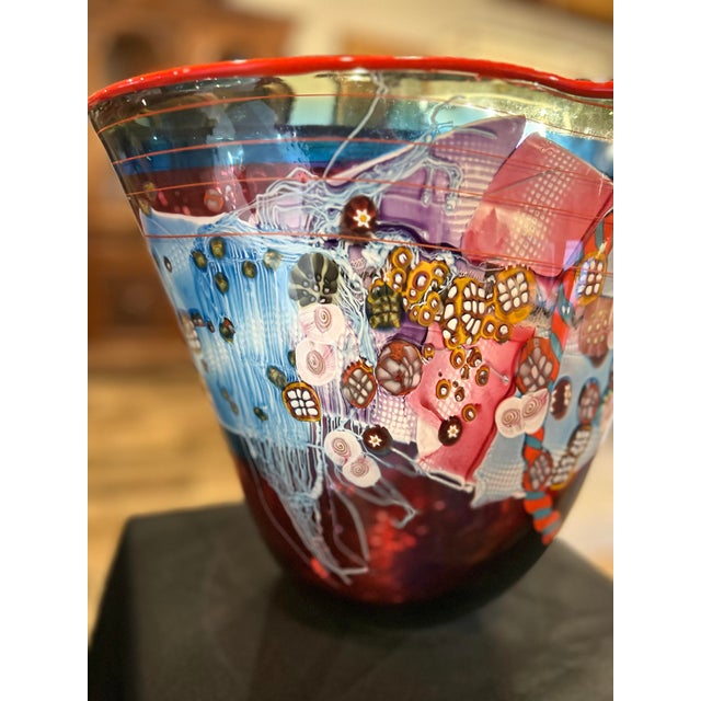 1980s Wes Hunting Glass Art Vase For Sale - Image 6 of 8