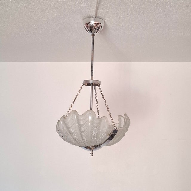 Art Deco Pendant Light with Shell-Shaped Glass Shade, 1930s For Sale - Image 17 of 17