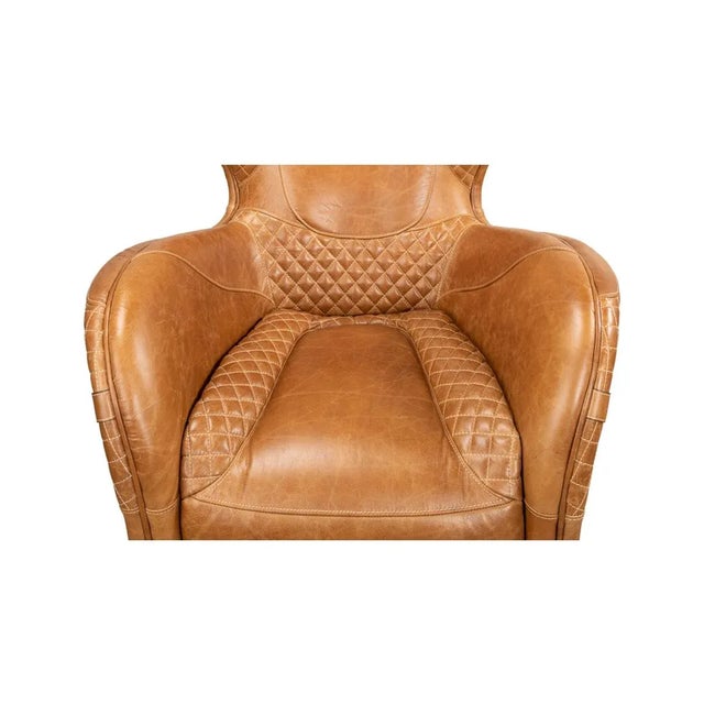 Modern Quilted Leather Armchair For Sale - Image 9 of 11
