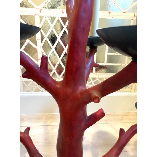 Faux Coral Oriel Harwood Attrib Chandelier For Sale - Image 9 of 12