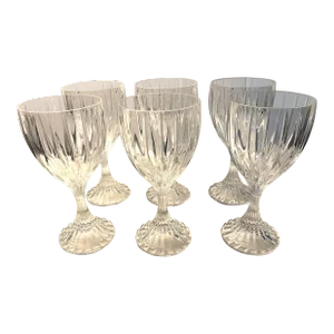 1970s Mikasa Parklane Crystal Water Goblet Blown Glasses- Set of 6