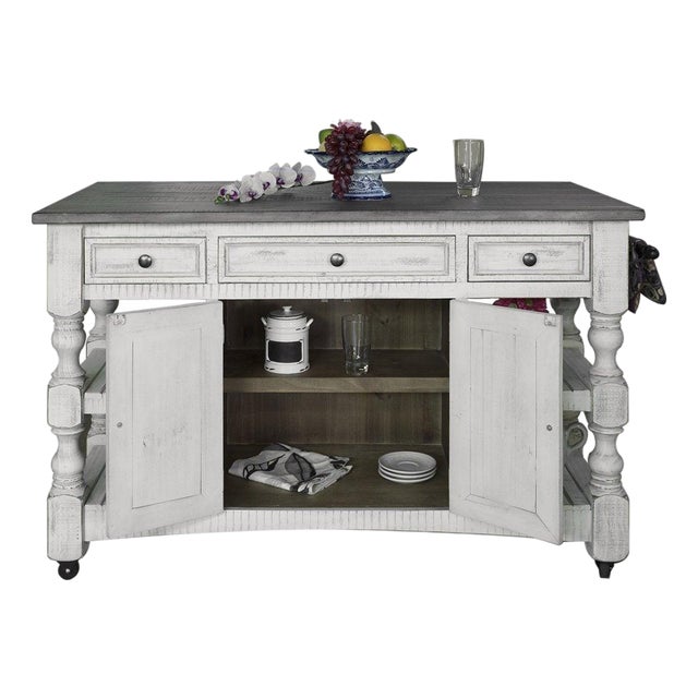 Stonegate Solid Pine Wood Kitchen Island For Sale