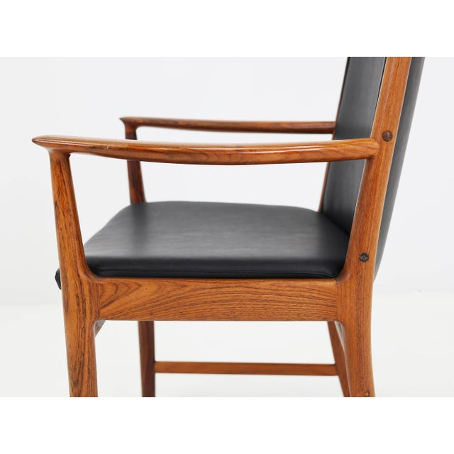 Black High-Back Armchairs in Rosewood and Leather by Kai Lyngfeldt-Larsen, Denmark, 1960s, Set of 2 For Sale - Image 8 of 14