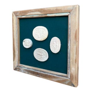 Italian Plaster Intaglios in 1880s Pine Frame For Sale