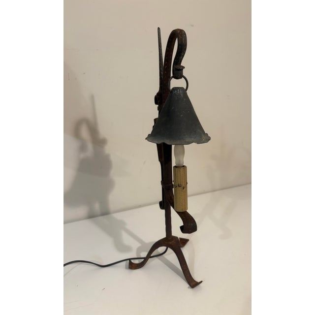 Antique Hand-Forged Wrought Iron Lamp – Gothic Revival, Spanish Mission, Arts & Crafts Style For Sale In Philadelphia - Image 6 of 12
