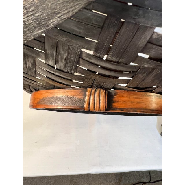 Boho Chic Vintage Coastal Boho Chic Bamboo and Split Reed Footed Square Basket Tray For Sale - Image 3 of 9