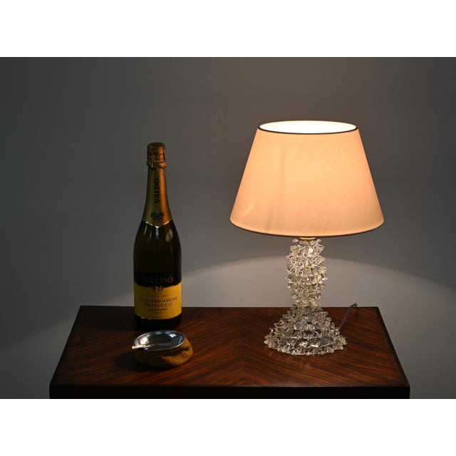 Large Lamp in Murano Rostrato Glass and Brass with Pink Shade from Barovier, Italy, 1940s For Sale - Image 3 of 13