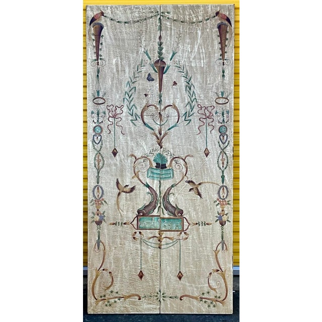 French Neo-Classical Style Painted Four Panel Screen or Wall Art Att. Maitland-Smith For Sale In Atlanta - Image 6 of 9