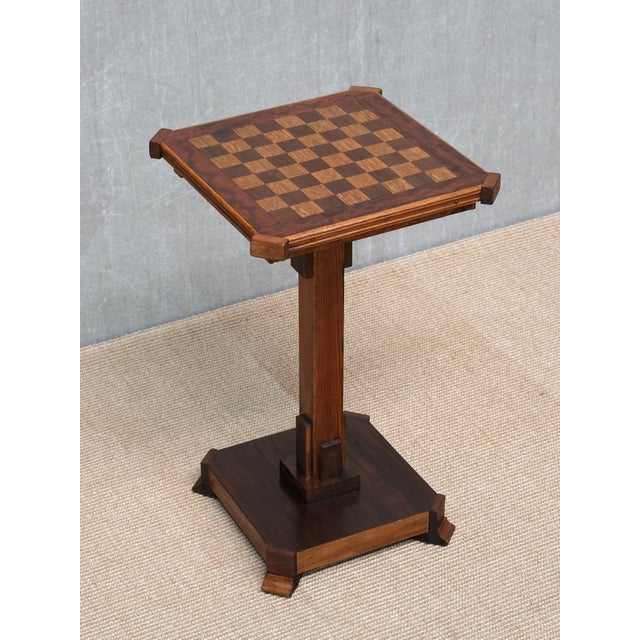 Art Deco Table in Oak with Checkerboard Top, Netherlands, 1930 For Sale - Image 3 of 10