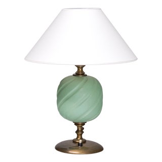 Table Lamp in Brass & Glazed Ceramic by Bertil Brisborg for Nordiska Kompaniet, 1940s For Sale