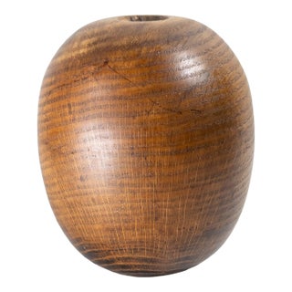 Mid-Century Modern Turned White Oak Ovoid Oval Vase For Sale