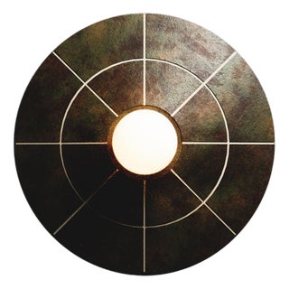 Large Navazi Circular Wall Lamp in Scorched Coal Ceramic and Glass by Svitanok For Sale