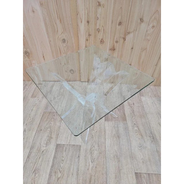 Mid 20th Century Mid Century Carved Lucite Butterfly Base Glass Top Accent Table For Sale - Image 5 of 9