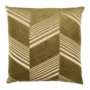 Schumacher x Victor Glemaud Jessie Cut Velvet 20" Pillow In Olive