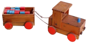 Large Modernist Art Deco Wooden Train in the style of Ado, 1950s, Set of 2