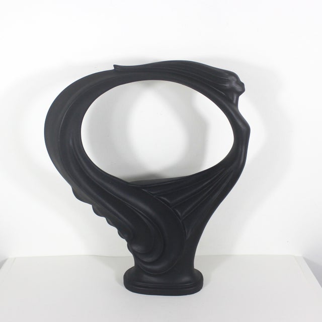 Art Nouveau Art Nouveau Black Ceramic Flying Dancing Woman Sculpture 19” Tall For Sale - Image 3 of 13