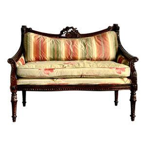 Vintage Louis XVI Carved Canape Settee