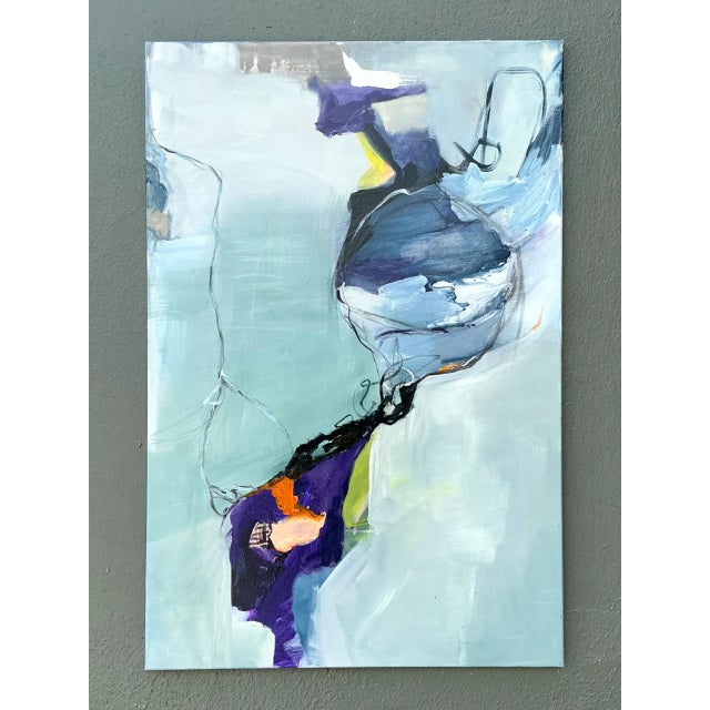 Purple Vintage Abstract Expressionist Oil Painting on Canvas For Sale - Image 8 of 16