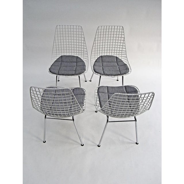 Wire Chairs in Chrome and White Steel Mesh, Set of 4 For Sale - Image 18 of 18